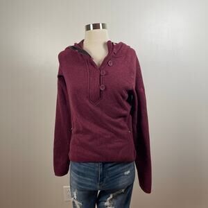 The North Face • Crescent Sunshine Burgundy Hoodie Quarter Button